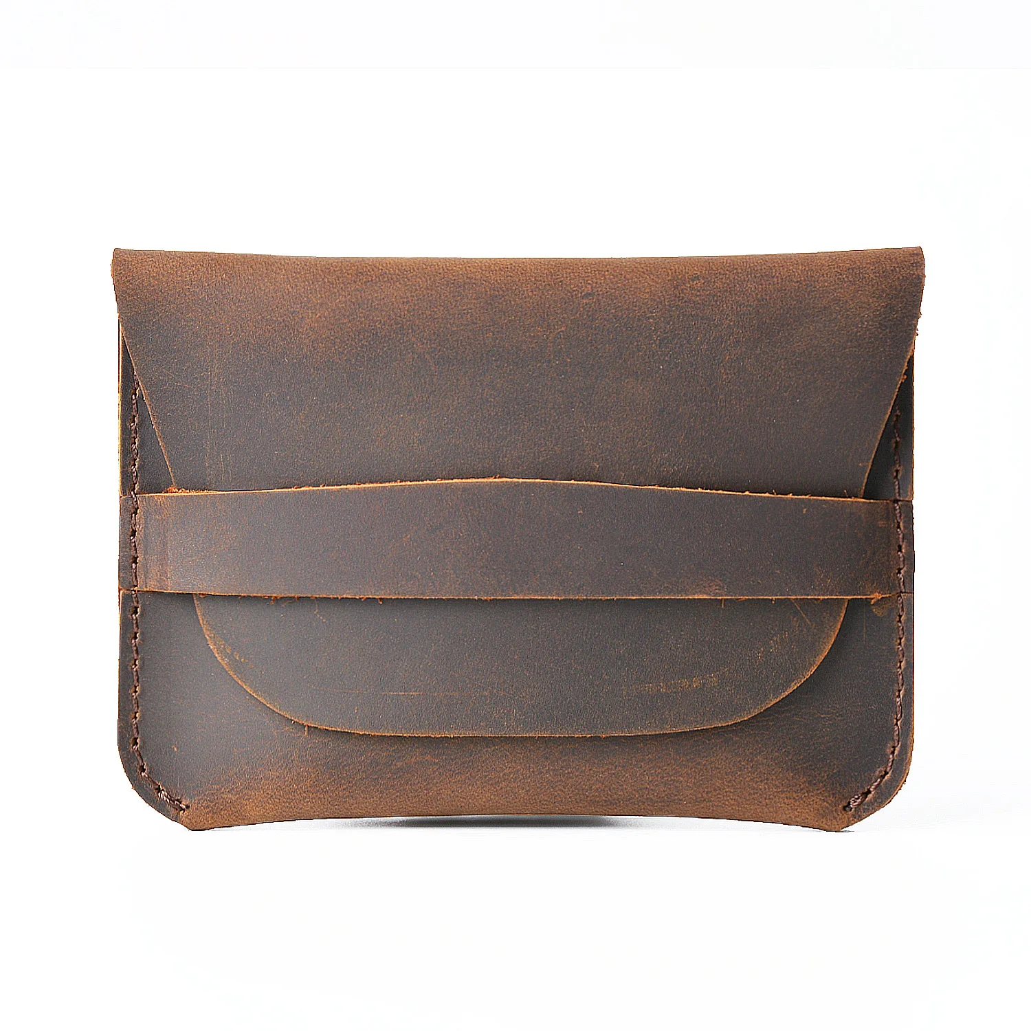 

Handmade Bifold Wallet Crazy Horse Genuine Leather Card Holder Minimalist Pocket Leather Wallets Vintage Style Coin Purses