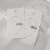 high fashion niche design geometric pearl ear cuff metal delicate ear jewelry trendy women