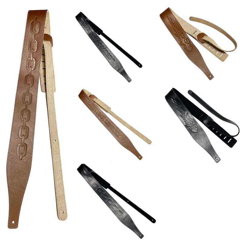

Leather Guitar Strap Embossed Guitar Shoulder Strap Universal Musical Instrument Accessories