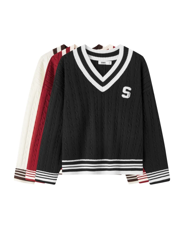 Свитер Senma женский с V-образным вырезом свободный художественный модный топ