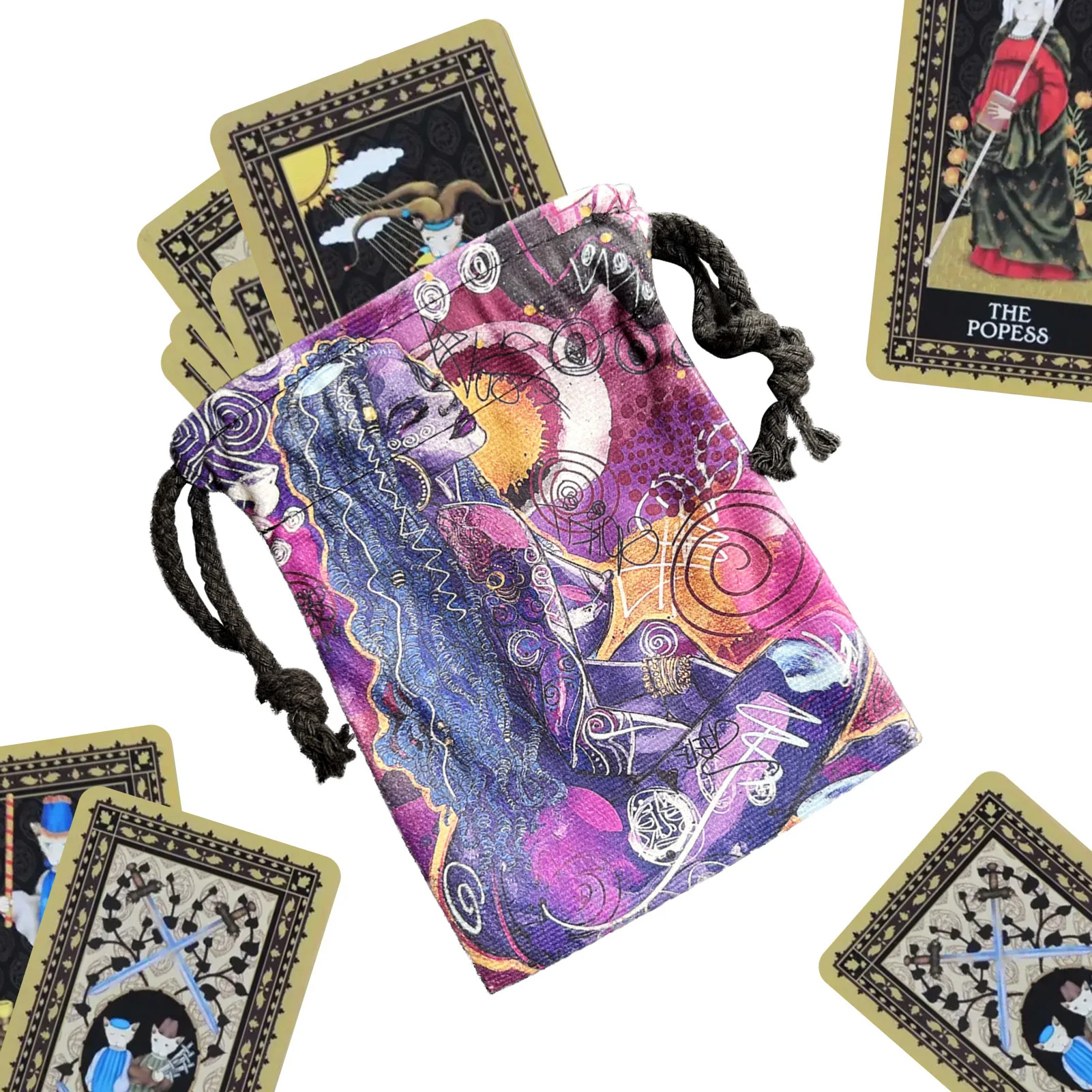 

Сумка для хранения карт и ювелирных изделий Tarot, сумки на шнурке, органайзер для карт и игральных костей, сумка для Tarot держатель для карт