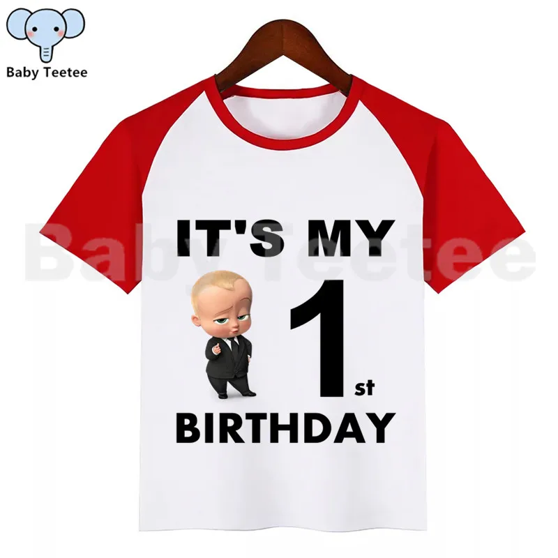 Children Boss Baby Cartoon Birthday T Shirt Happy Birthday Print Kids Funny Tee Girls Boys Short Sleeves Birthday Tops