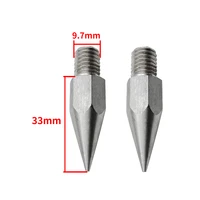 2pcs new stainless steel gps pole tip m10 sharp point replacement tip diameter 9 8mm surveying prism pole rod point length 35mm
