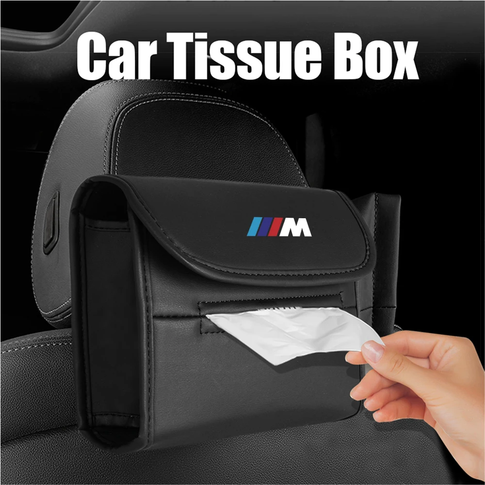 PU Leather Auto Tissue Bag Portable Seat Back Storage Car Accessories For BMW M3 M5 F10 F30 F20 E30 E34 E46 E91 Performance