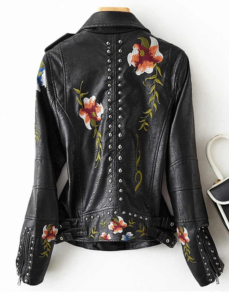 FTLZZ женская кожаная куртка в стиле ретро панк уличная Байкерская байкерская из