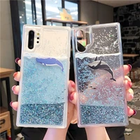 whale fish quicksand glitter phone case for samsung s 7 8 9 20 30 10 plus lite 5g 7edge plus note 8 9 10 pro plus 20 plus ultra