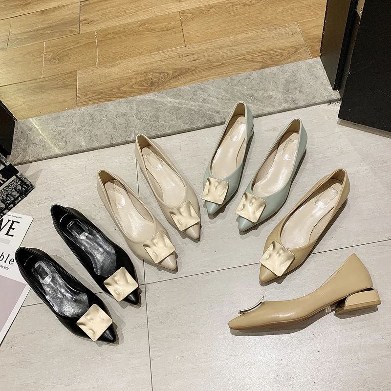 

Square Toe Summer Shoes Ladies Low Heels Shallow Mouth 2022 Fashion Women's Female Footwear Buckle Casual Sneaker Patent Leather