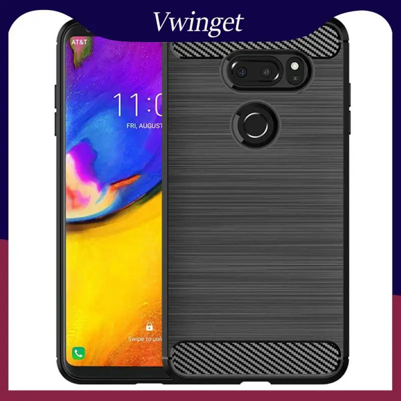 

Mobile Shell For LG V35 ThinQ Cover Brushed Carbon Fiber Silicone Anti-fall Soft Shell Shockproof Phone Case Holiday Gift