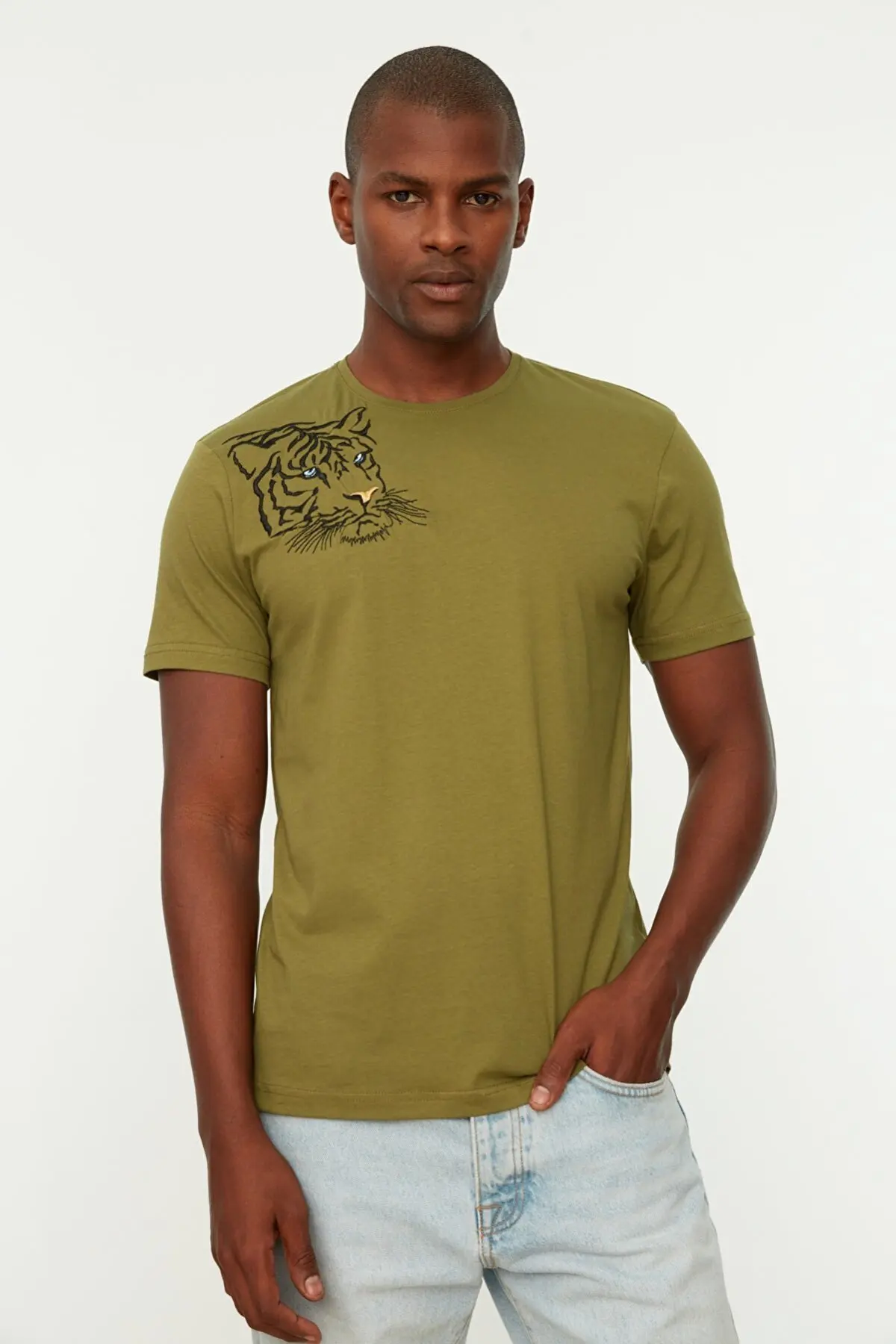 

Khaki Men's Slim Fit t-shirt t-shirts For Men Tee For Men Summer Fashion 40982034