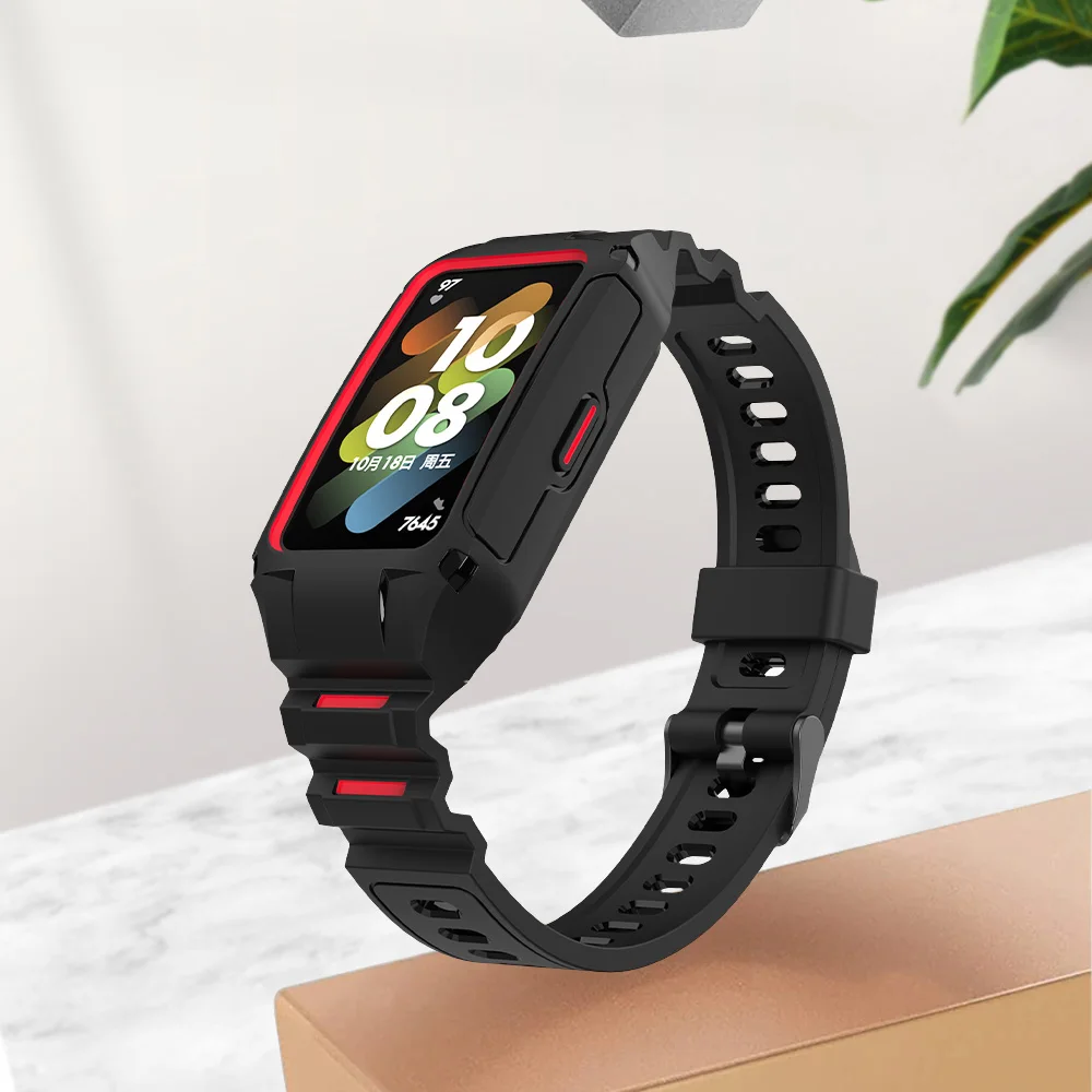Ремешок Sikai + чехол из ТПУ для часов Huawei Band 7 с полной рамкой защита экрана ремешок