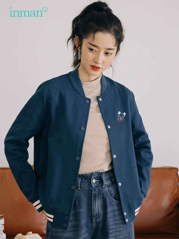 INMAN Женское пальто осень зима молодой милый стиль цвет Comtrast манжеты подол