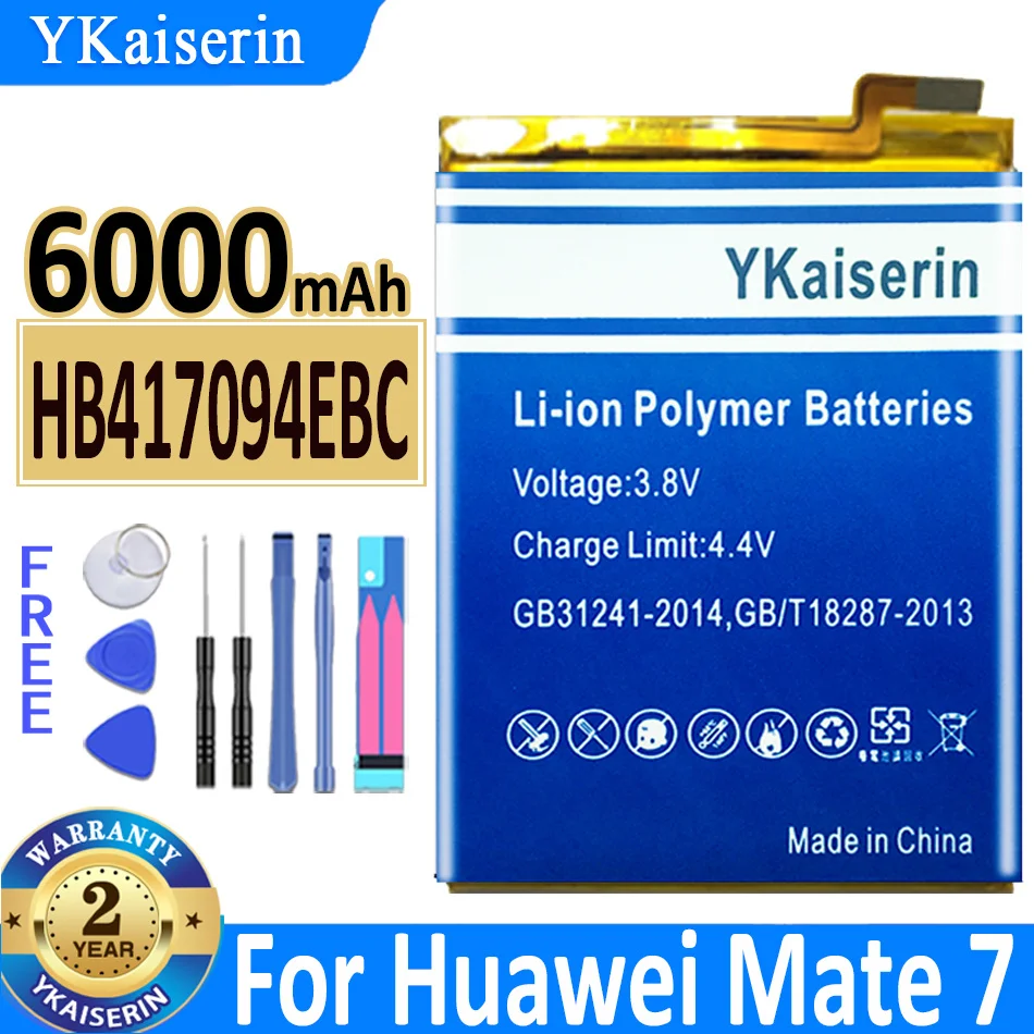 

YKaiserin HB417094EBC Battery For Huawei Ascend Mate 7 Mate7 MT7 MT7-TL00 MT7-L09 MT7-TL10 UL00 CL00 6000mAh Bateria Free Tools