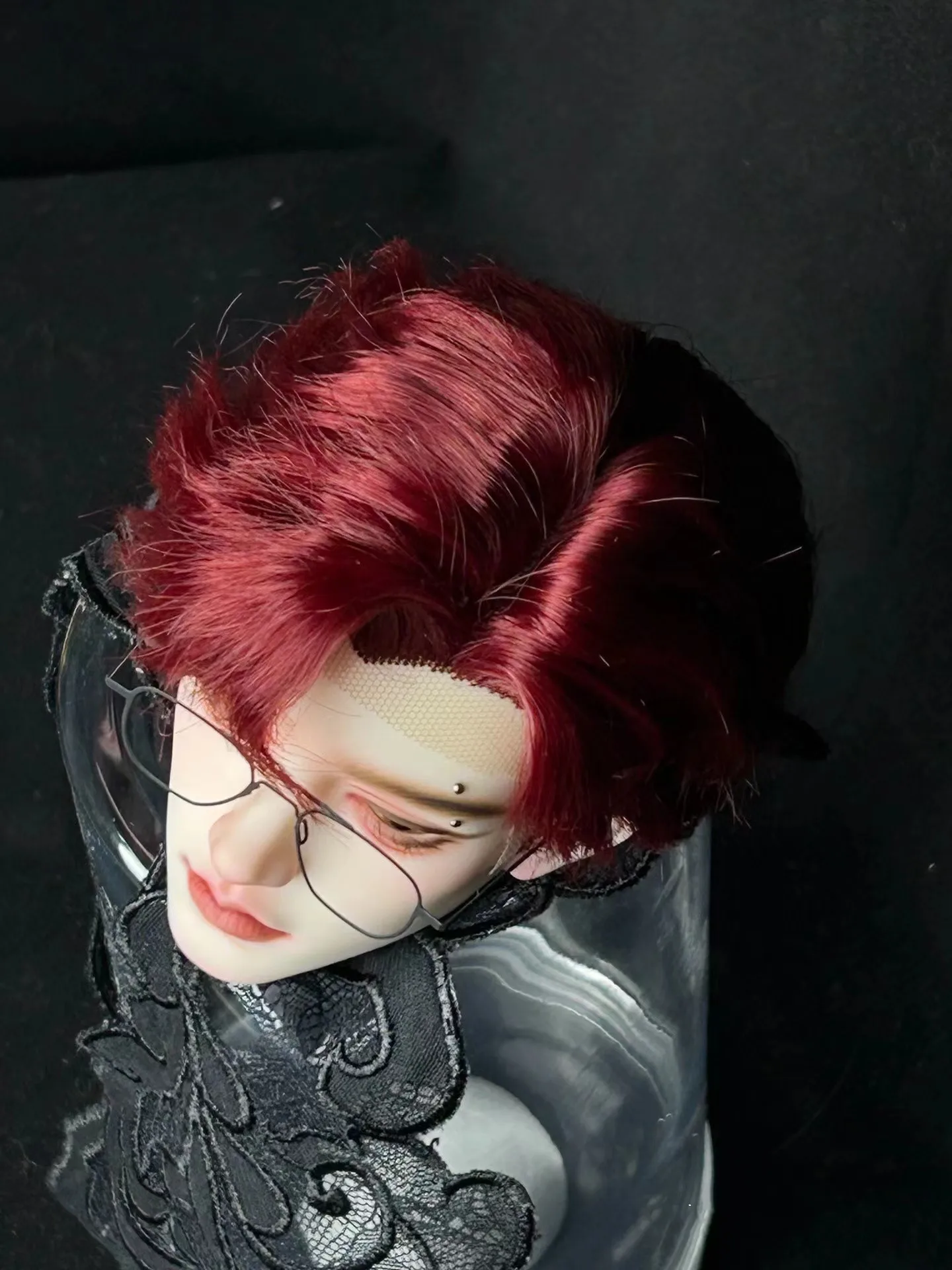 Стильные мужские локоны винно-красный золотой парик 1/3 BJD кукольные волосы