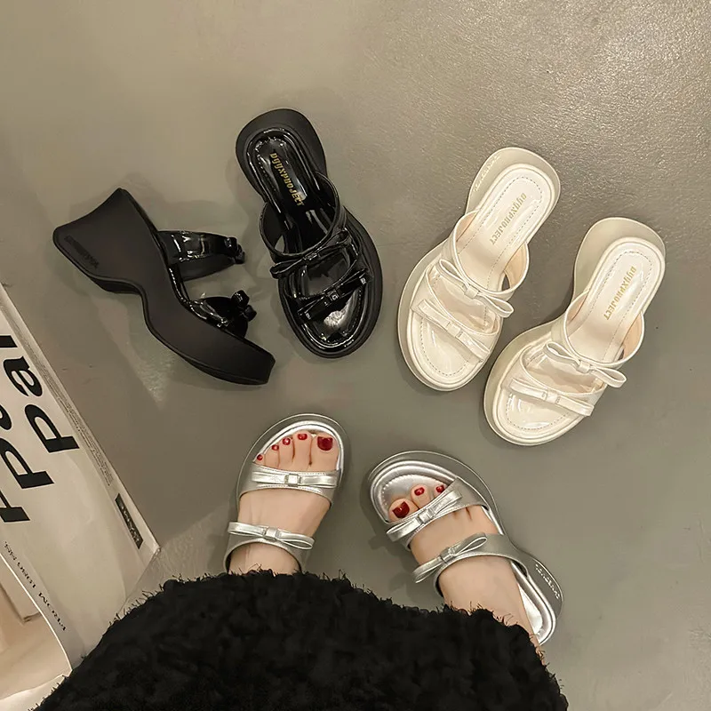 Шлепанцы женские с бантом-бабочкой повседневные Мягкие тапочки на платформе