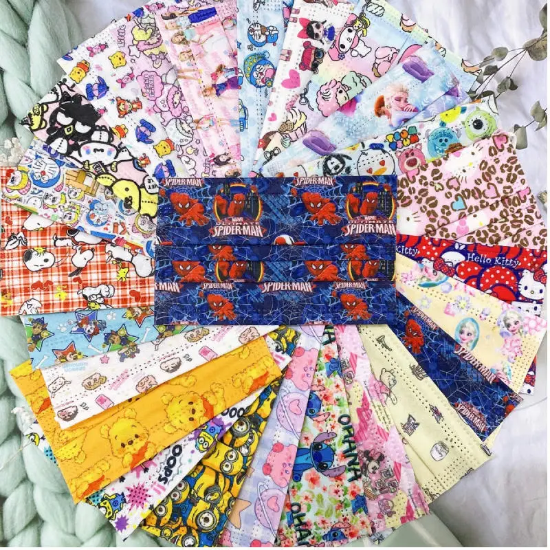 

50 шт. кавайная аниме My Melody Kuromi снуд маска Kirby Stitch одноразовая трехслойная защитная маска для лица мультяшная Пылезащитная маска