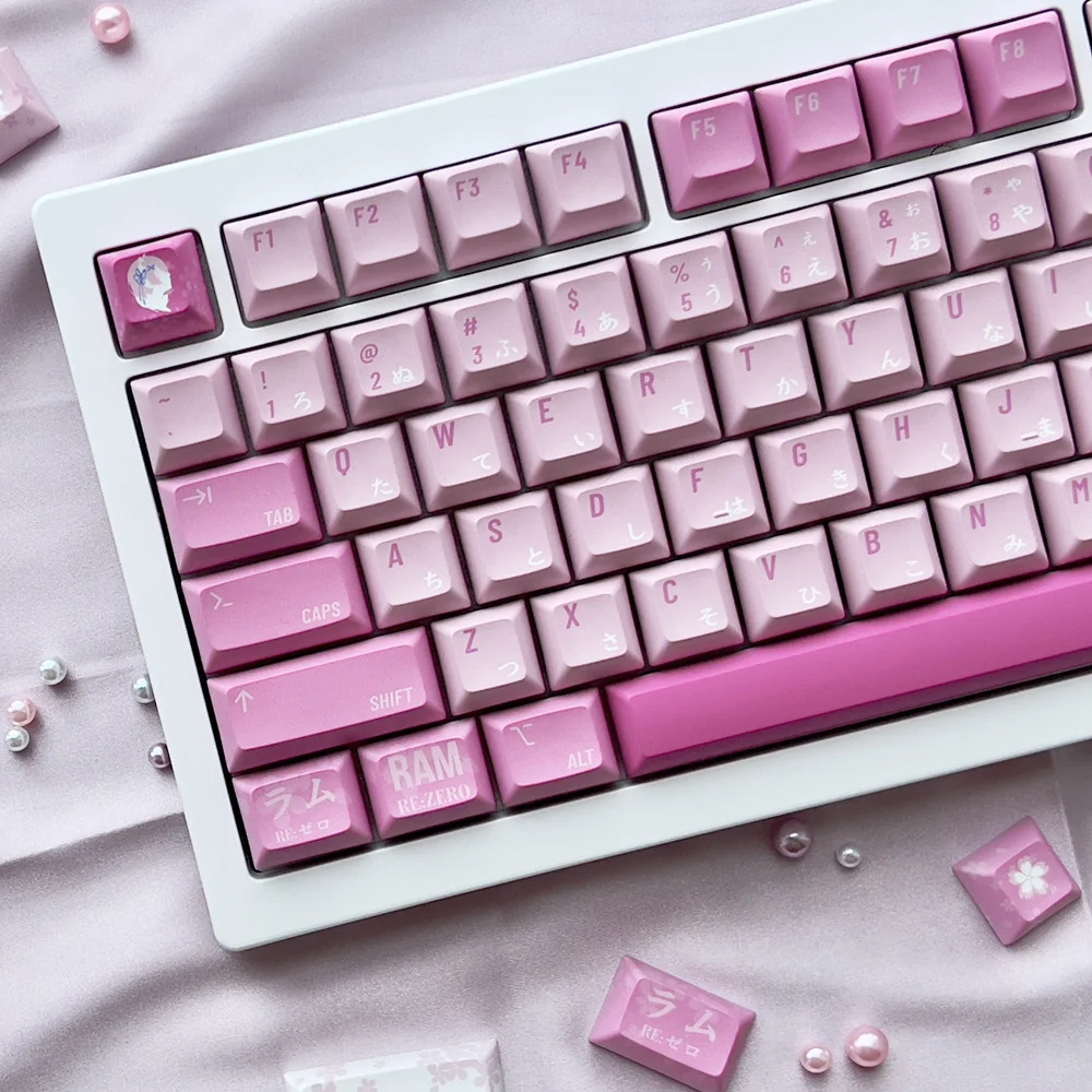 Клавиатура Механическая PBT Keycap Maid Pink Blue KCA Profile 140 61 64 68 75 84 87 96 98 104 - купить по