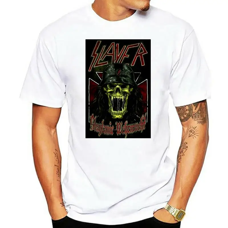 Slayer Slaytanic Wehrmacht Skull Черная футболка New Band Merch Классическая уникальная
