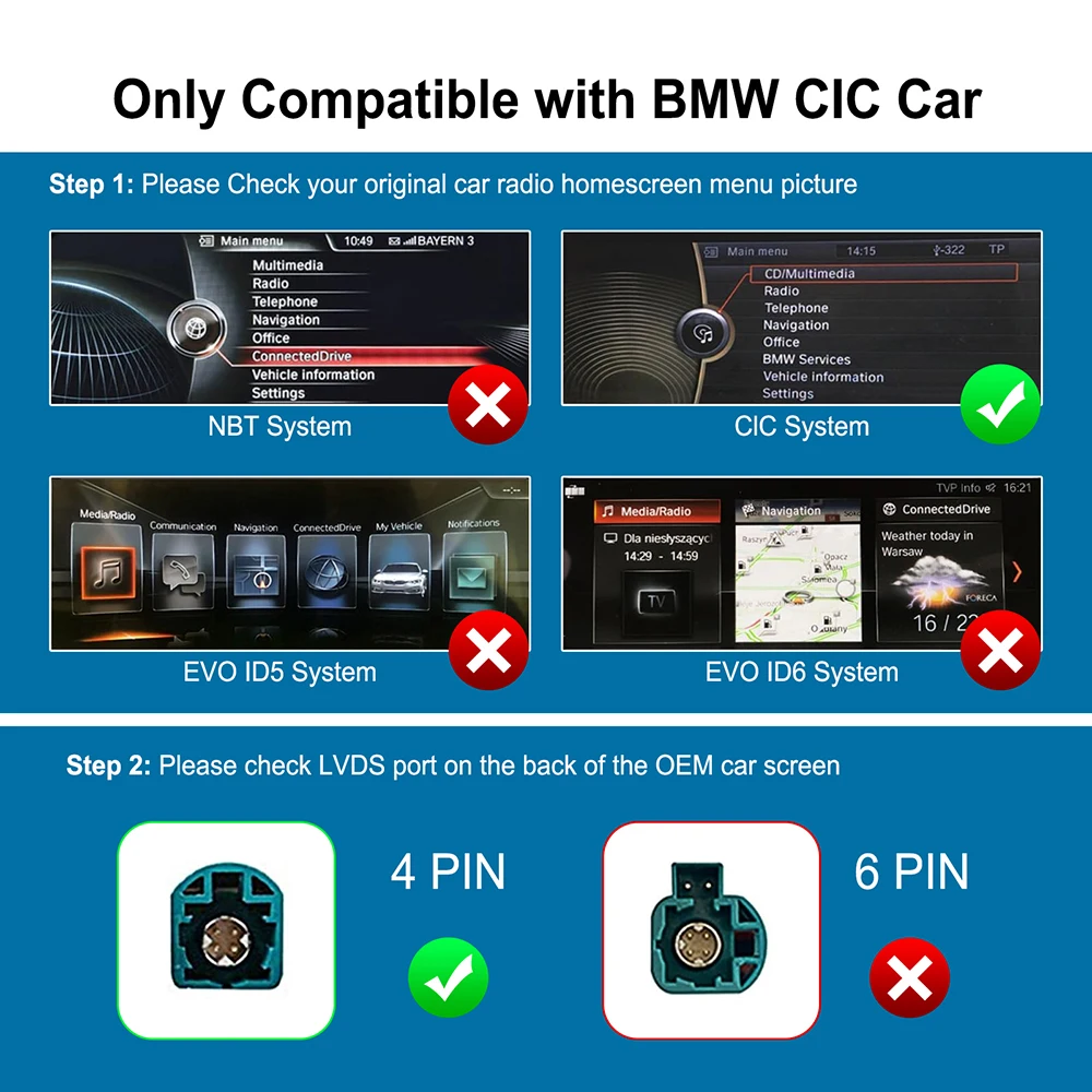 Беспроводной декодер интерфейса CarPlay Android Auto для BMW 5 6 7 серии F01 F02 2013-2015 CIC System Mirror