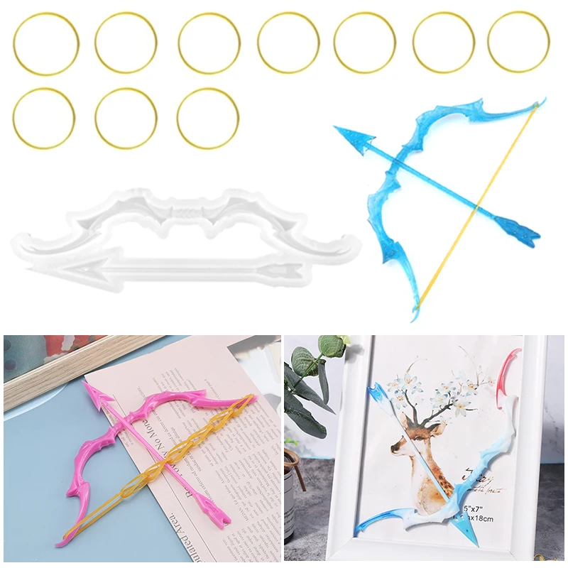 

Bow Arrow Silicone Mold With 10 pcs Rubber Band DIY Jewelry Craft Casting UV Epoxy Resin Mold For Home Furnishing Decoration