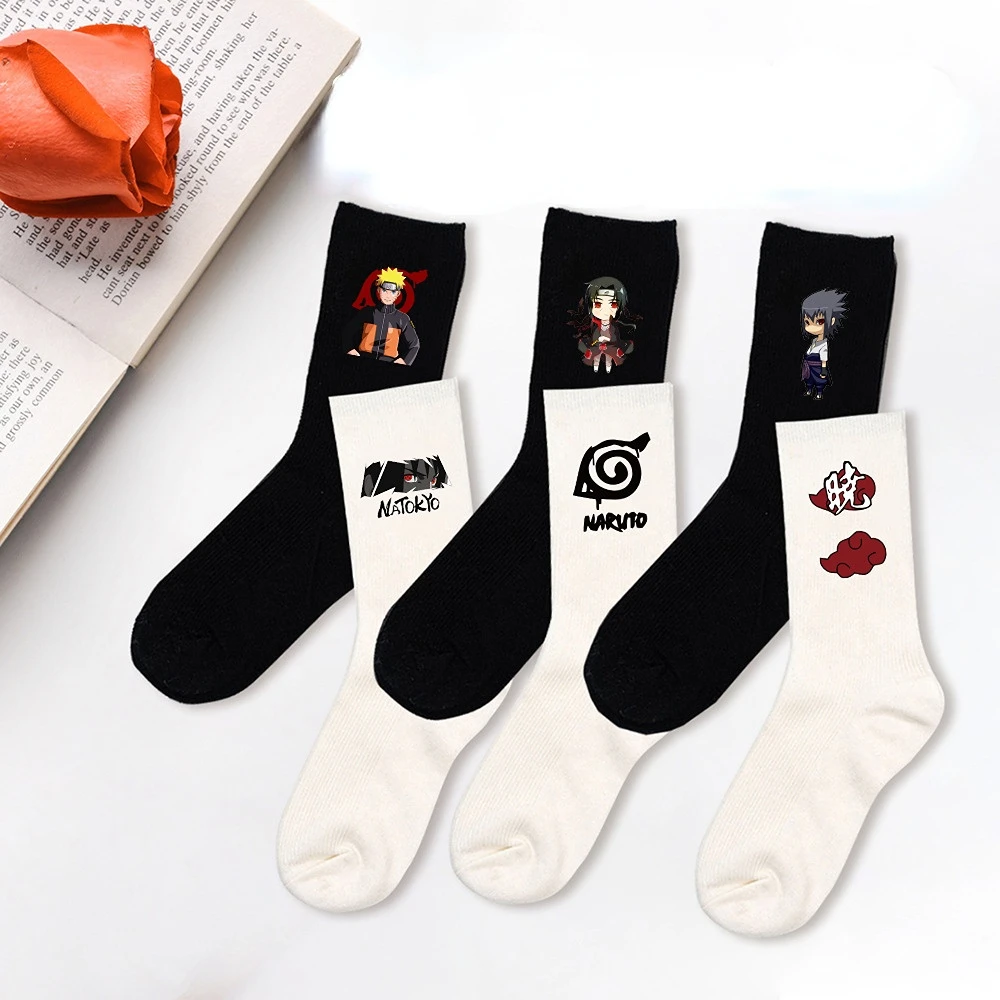 

New Solid Color Naruto Men's Socks Simple Fashion Pure Cotton High Quality Women's Socks Couple Sock Sports Style Stockings