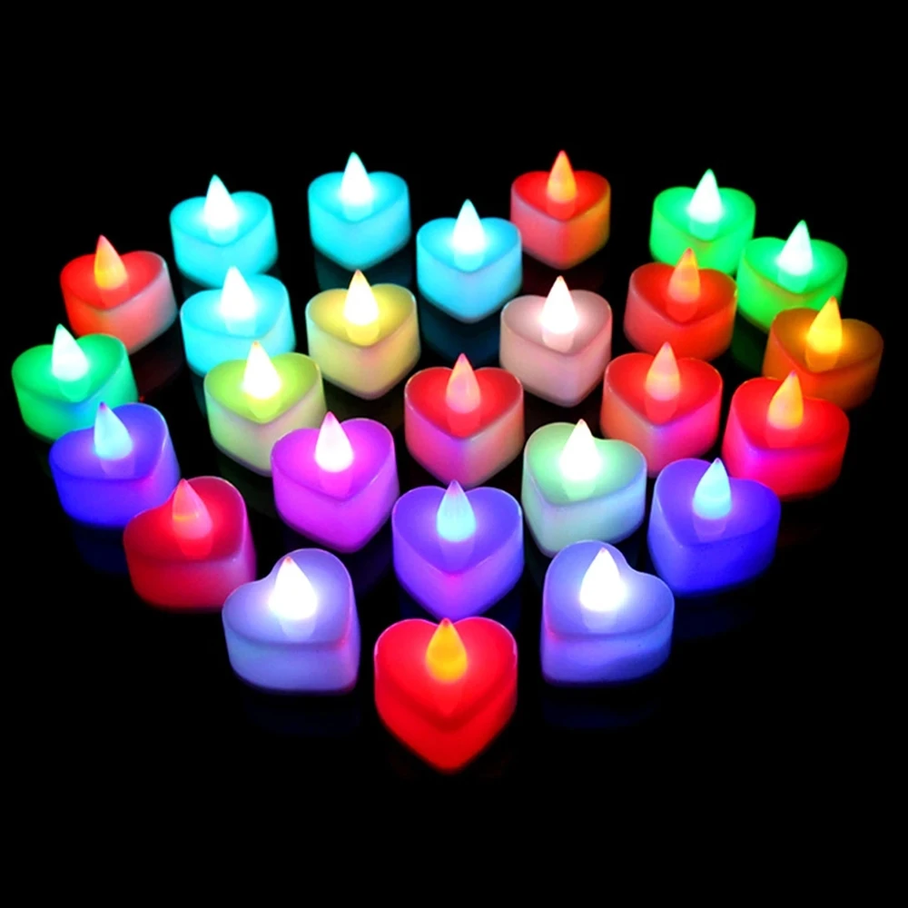 

48pcs Colorful LED Battery Power Candles Flameless Plastic Tealight for Propose Holiday Wedding Party Adorno De Centro De Mesa