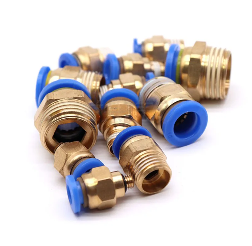 

5pcs New Mould Trachea Pneumatic Quick Plug Connector PC10-03 Threaded Pass Through 4-M5/PC6-01/PC8-02/PC12-04/16