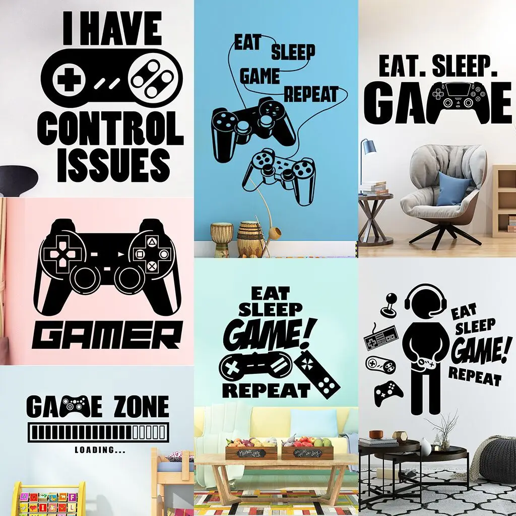 

2021 Fashion Game Stickers PVC Wall Sticker Self-adhesive Wallpaper Art Mural Boy Bedroom Entertainment Room Home Decoration
