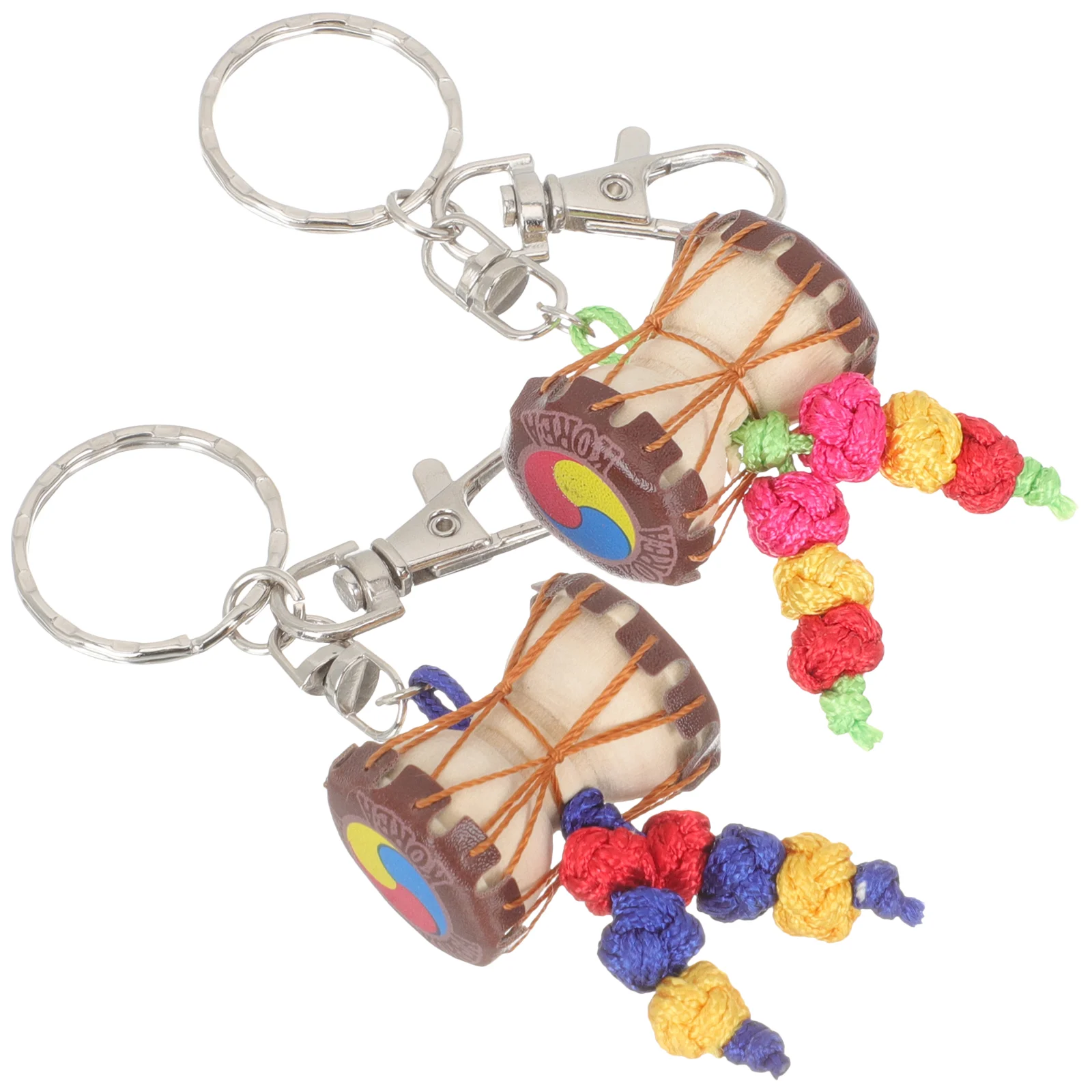 

2 Pcs Waist Drum Key Car Decoration Drums Keyring Modeling Handbag Charms Wood African Drum Keychain Drummer Gift
