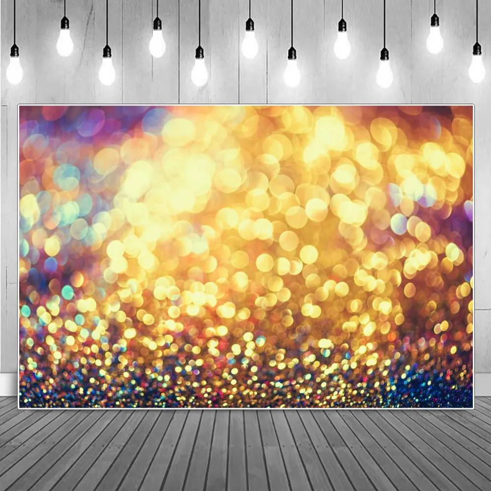 

Yellow Light Spots Bokeh Sequins Glitters Photography Backgrounds Decoration Anniversaire Photo Studio Photographic Backdrops