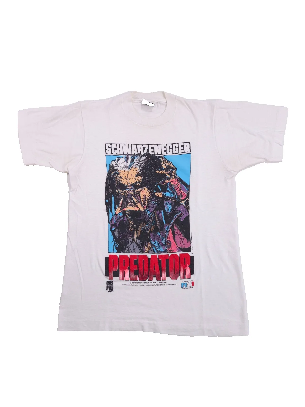 Фото Футболка PREDATOR 1987 года, винтажная, в стиле 80-х, культовый фильм ужасов, Шварценеггер, MTI, размер S/M, Yautja №1