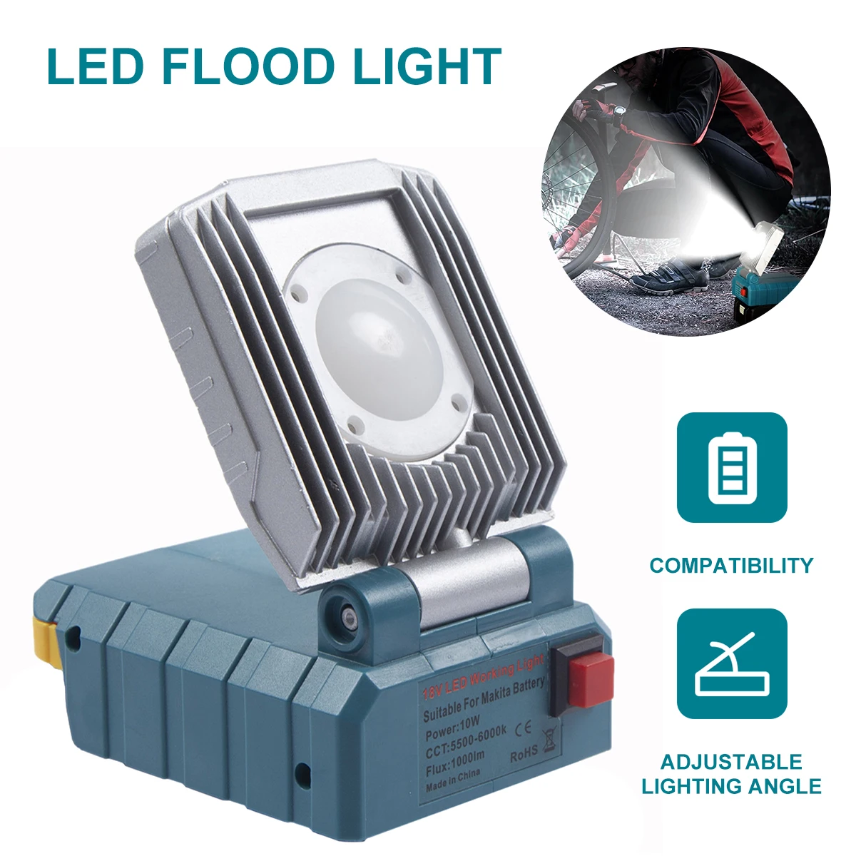 

NewLED Work Light LED Floodlight Folding Portable Outdoor Lights 3 Light Modes IP65 Waterproof Emergency Lights 18V Emergency