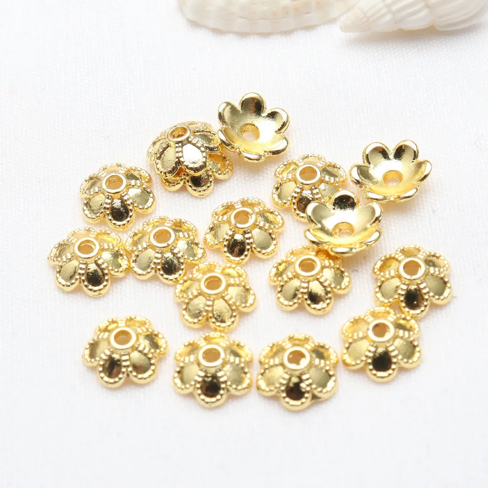 

14K/18K package gold color flower receptacle hollow petals DIY bracelet accessories beads beaded hat material