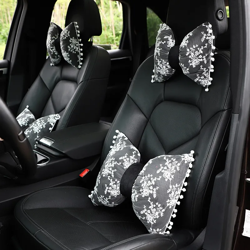 

Bud Silk Car Neck Pillow Headrest Short Plush Waist Pillow Kawaii Women Car Accessories Interior Girls Fashion Auto Parts