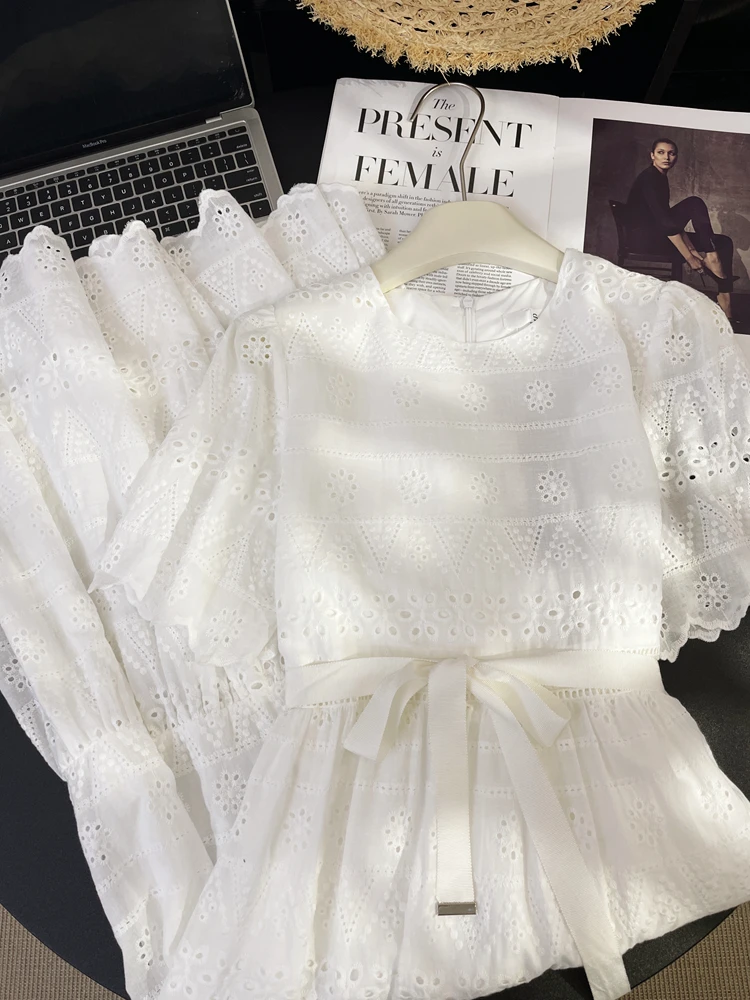 Лето 2024 морское праздничное платье без рукавов феи корейское вязаное крючком