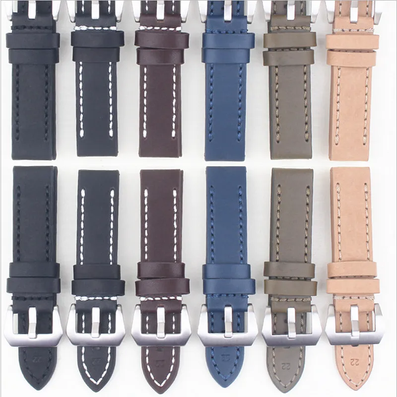 Wholesale 10Pcs/Lot 20mm 22mm 24mm 26mm Handmade Genuine Cow Leather Watch Band Watch Straps Good Quality New -071001