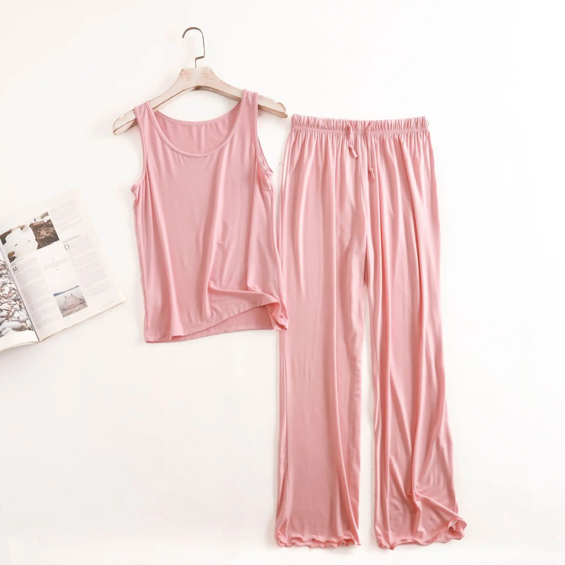 

Женские майки и брюки из модала, пижамный комплект, домашняя одежда, женская одежда, Свободная Домашняя одежда, нижнее белье, одежда для сна