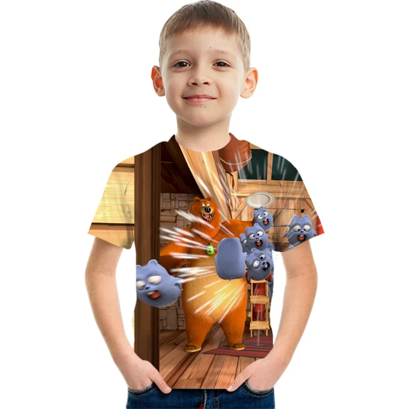 

Grizzly Bear and Lemming Cartoon Boys T-Shirt 3D Printiing Harajuku Casual Graphic Streetwear Animal Short Sleeve Grls Tshirts