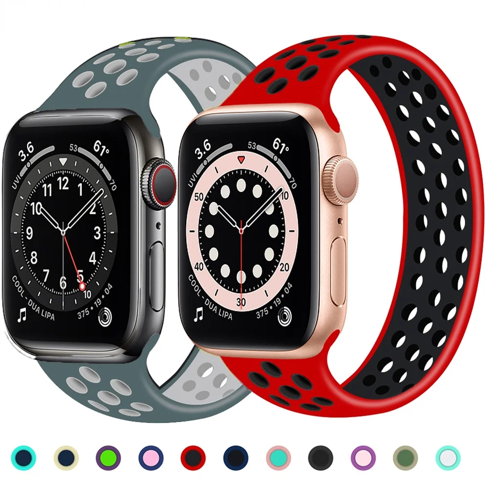 

Solo Loop for Apple Watch Band 45mm 44mm 41mm 40mm 38mm 42mm Elastic Belt Silicone bracelet iWatch Series 3 4 5 SE 6 7 Strap