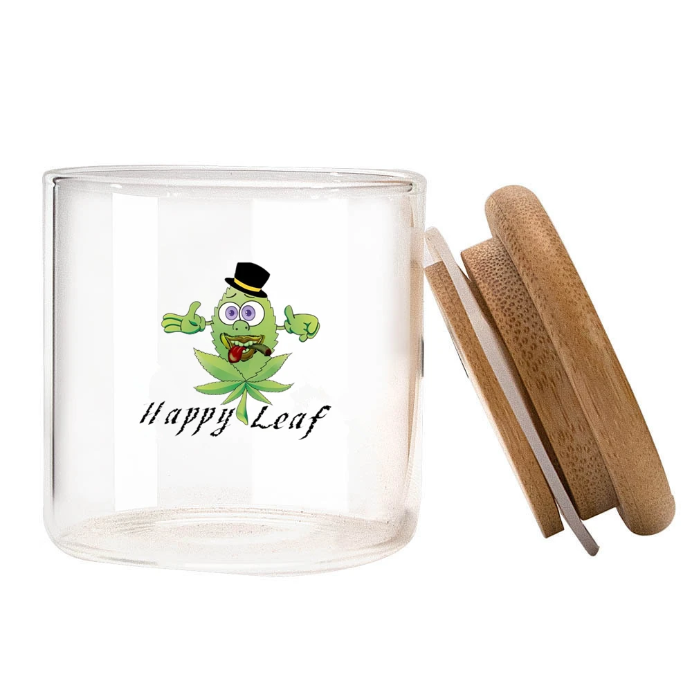 

New 125ml New Sealing Strip Moisturizing Glass Herb Jar Bamboo and Wood Lid Cigarette Accessories Weed Tobacco Storage Box