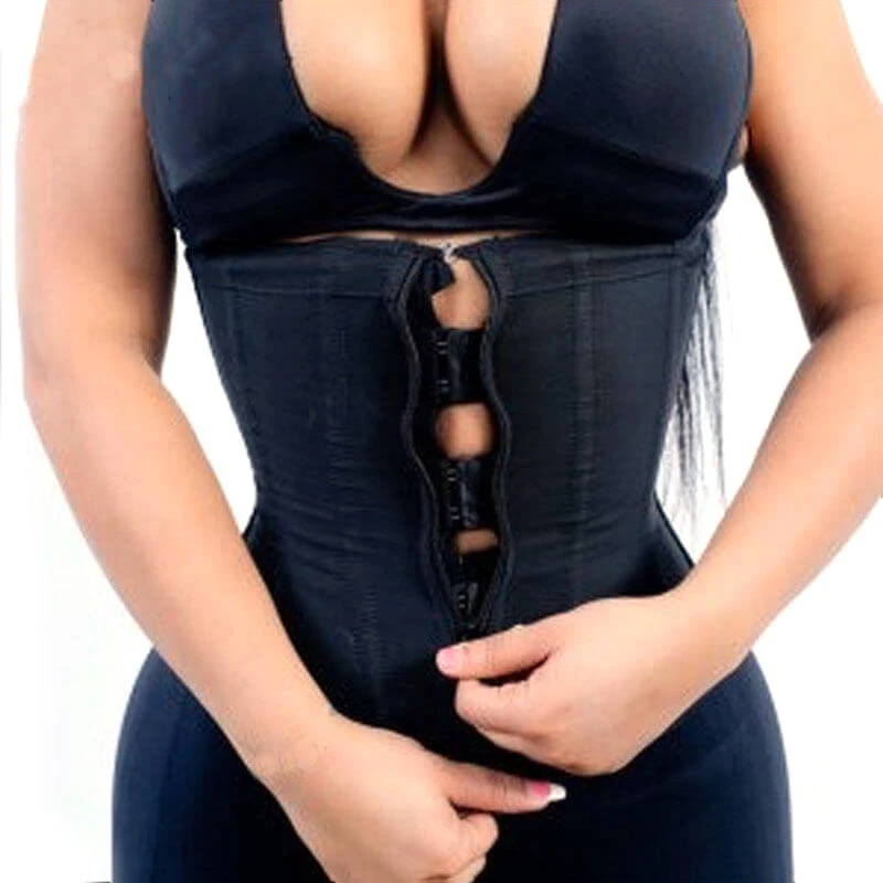 

Women Latex Waist Trainer Body Shaper Corsets with Zipper Cincher Corset Top Slimming Belt Black Shapers Shapewear Plus Size