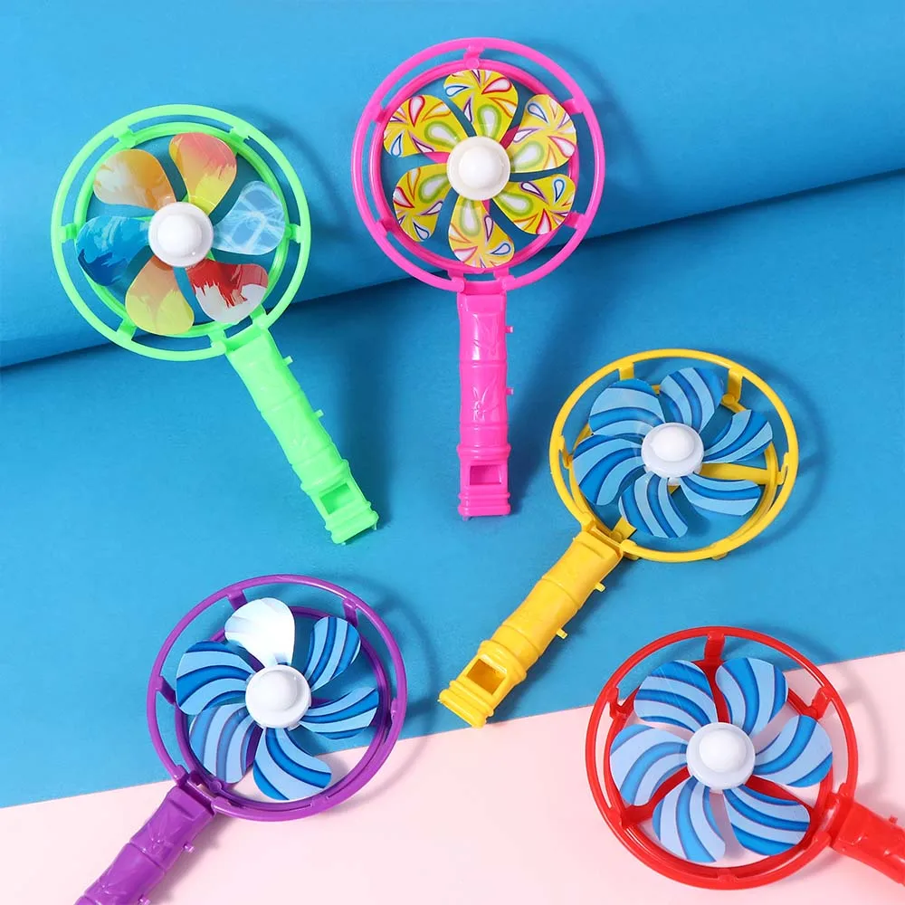 

5Pcs Children Coloful Windmill Whistle Musical Developmental Toy Party Props Plastic Wind Spinner Kids Toy