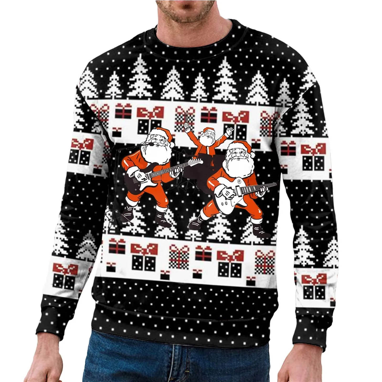 

Mens Autumn And Winter Christmas Hooded Sweatshirt Festive Style Partial Full Print Funny Funny Punk daily shirt Ethnic