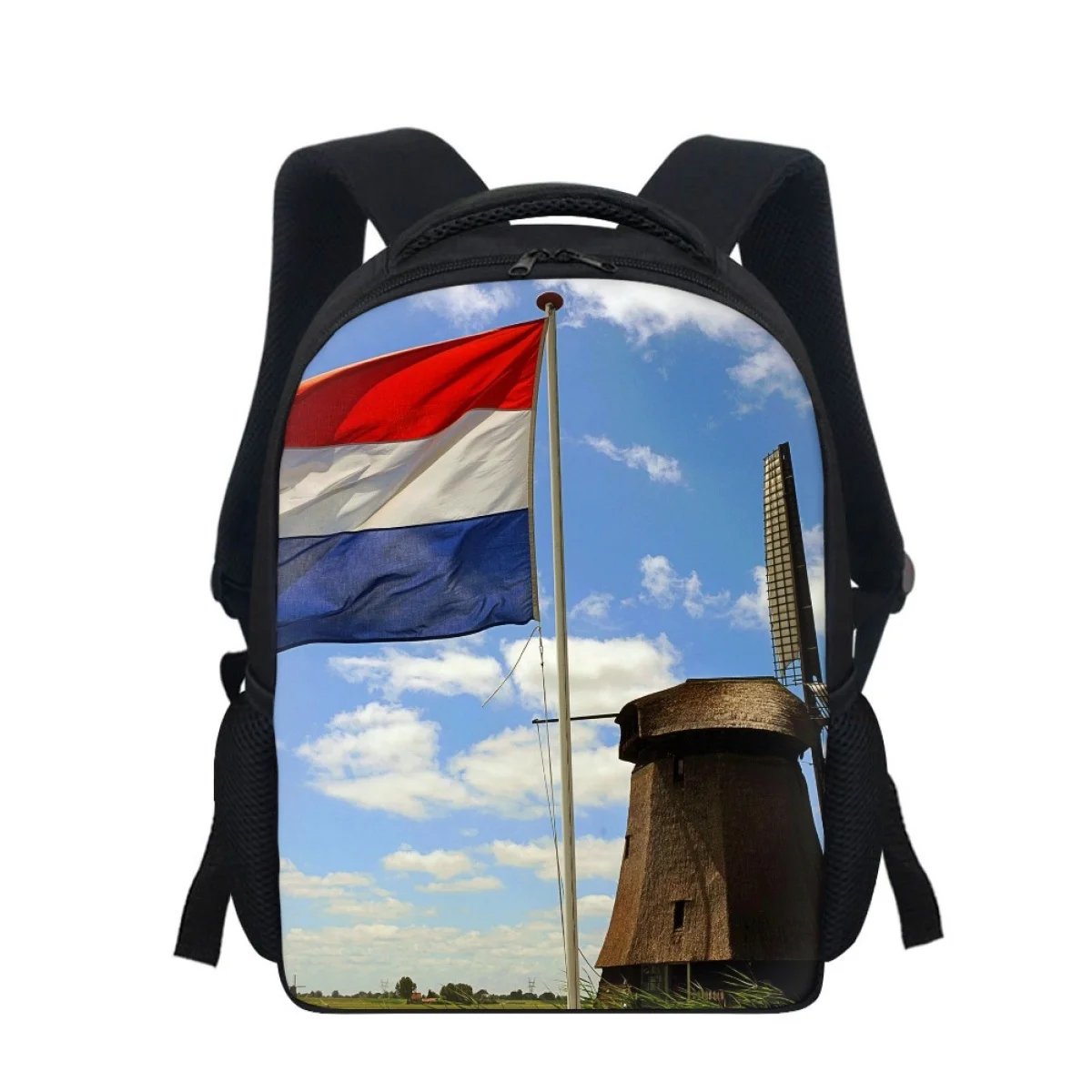 

Netherlands Football Theme Print Simple Classic Polyester Backpack College Style Daily Commuter School Bag Pattern Customization