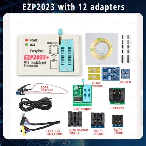 USB-программатор EZP2023 Minipro, 100% оригинальный, с 12 программаторами и поддержкой 24 25 93 95 EEPROM Flash Bios