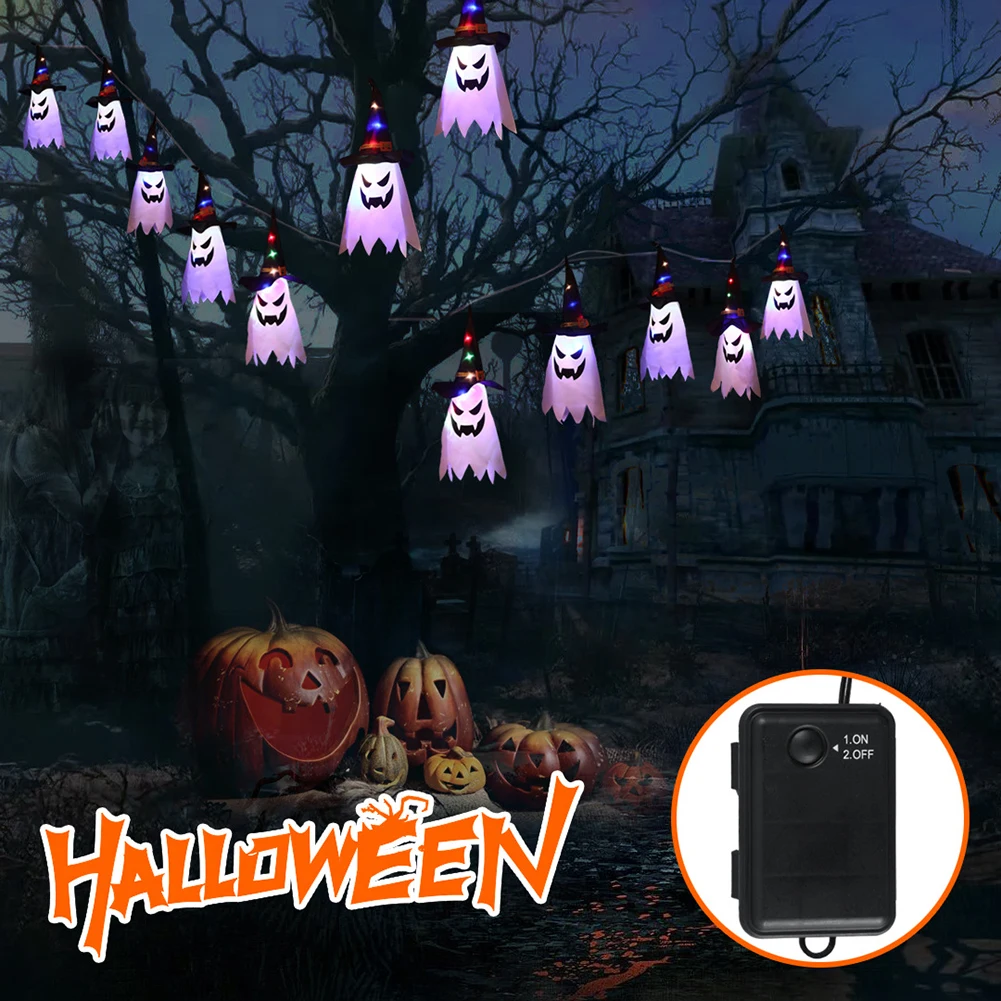 

Halloween Witch Hat Lamp Scary Atmosphere Witch Hats String Light Low Power Consumption Lightweight for Home Holiday Party Decor