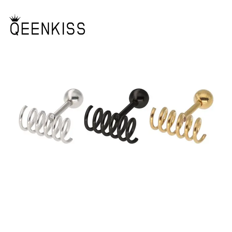 

QEENKISS EG8188 Fine Jewelry Wholesale Fashion Woman Man Wedding Birthday Gift Spring Titanium Stainles Steel Stud Earrings 1PC