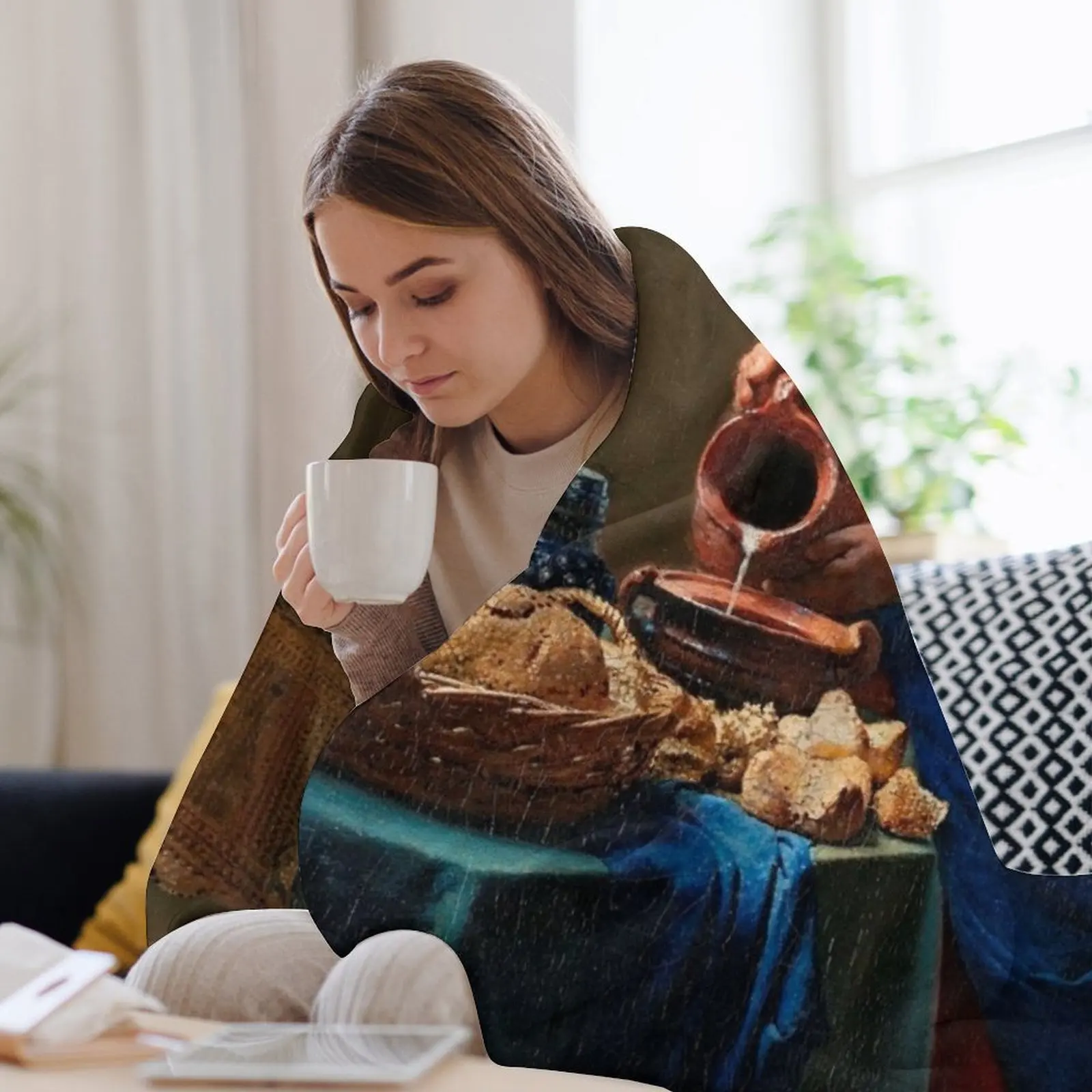Молочная ручь (ка. 1660) Одеяло Йоганнес Верменем Роскошное утолщенное тяжелое