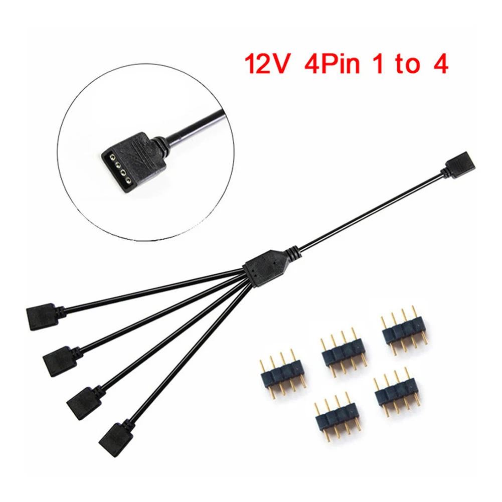 1 To 4 4pin Rgb Connector 12V 30cm Wire Splitter Extension Cable Computer Accessories Motherboard Aura Rgb Splitter for Asus/msi