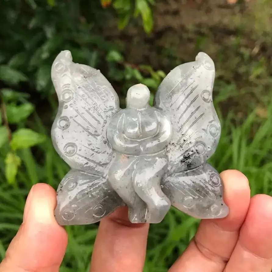 

6cm Beautiful Natural Labradorite Crystal Carved Butterfly Gemstone Crystal Animal For Decoration Gift