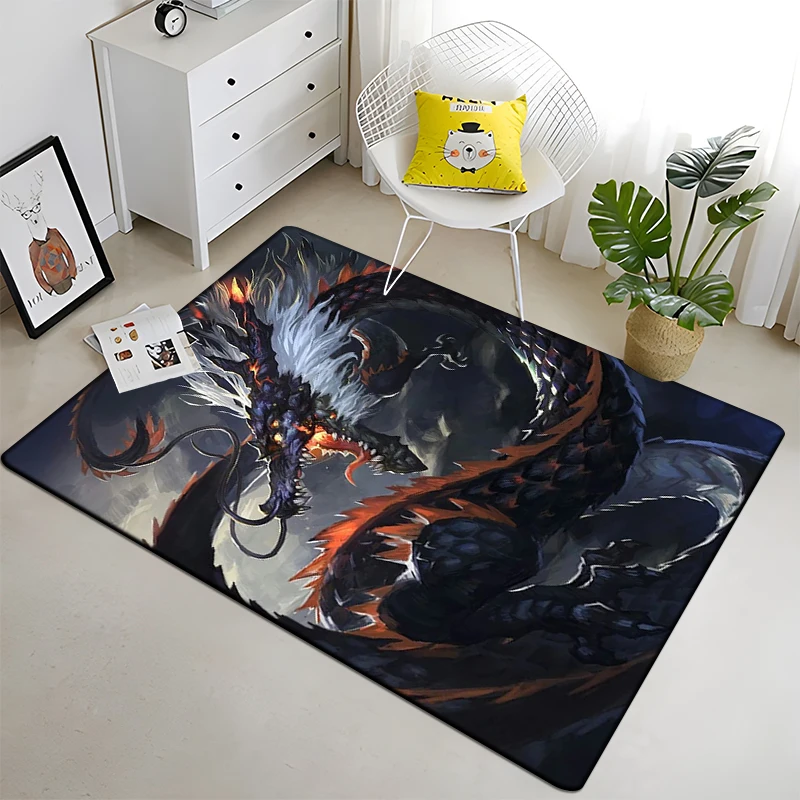 Chinese dragon HD Printed Carpet Household Rug Children's Room Living Room Chair Bedside Modern Simple Floor Mat Kawaii Rug